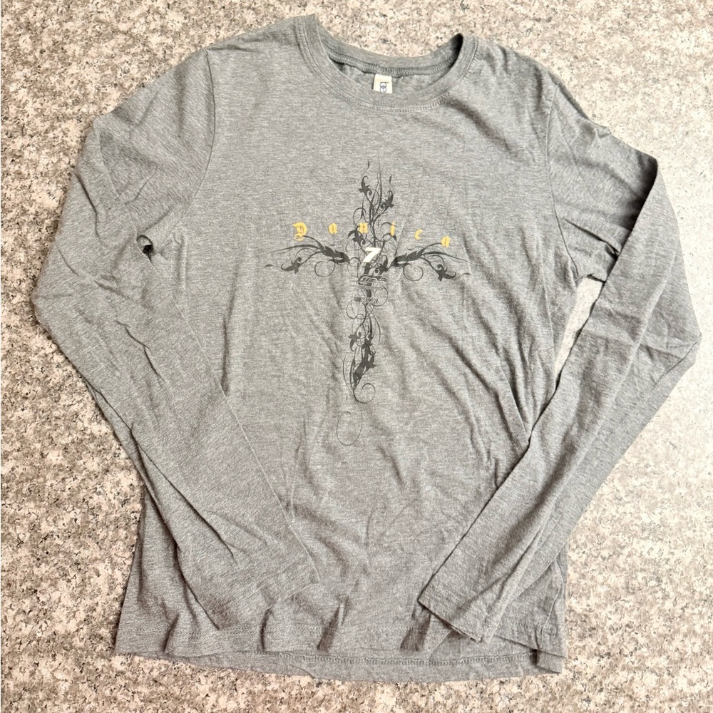 Bella - Danika Patrick Gray Long Sleeve Tee with Artistic Design